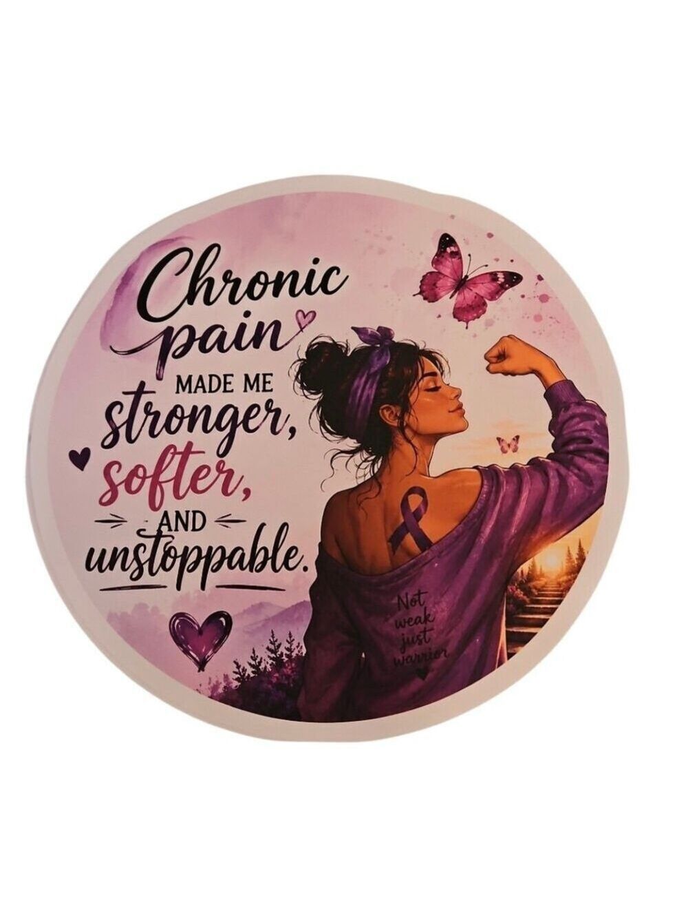 Chronic Pain Warrior DTF Transfer Iron On Applique Purple Butterfly Patch 10x10 - Picture 4 of 17